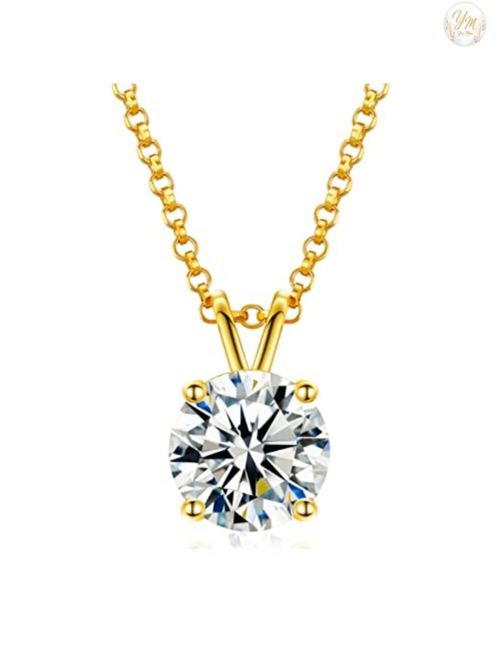 TUHE Moissanite Necklace 18K Gold Vermeil 925 Sterling Silver Solitaire Pendant